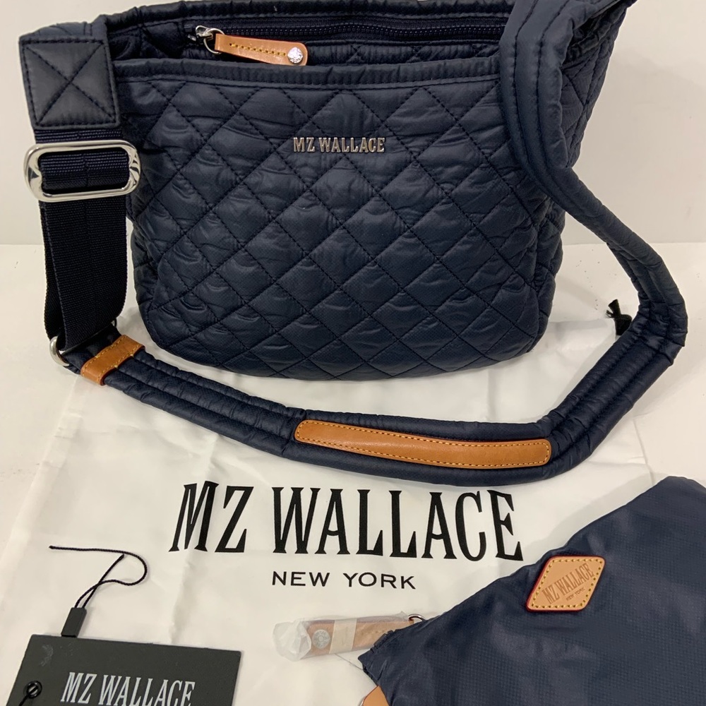 MZ Wallace Small Parker Deluxe Crossbody Shoulder Bag Navy Dawn